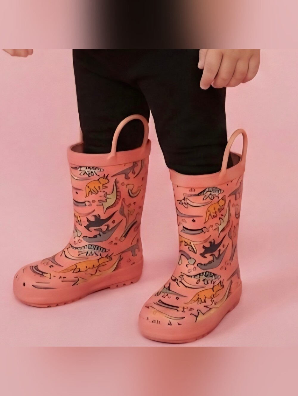 Target Pink Size 6 Baby Toddler 6T Rain Boots with Dino Print and Pull Handles